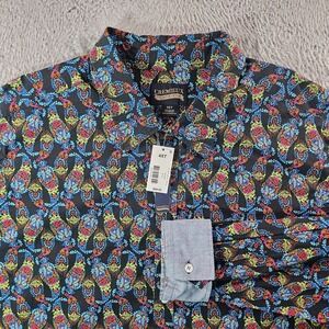 NWT Cremieux Premium Denim Shirt Men 4XT Stretch Geometric Print Button Up Black